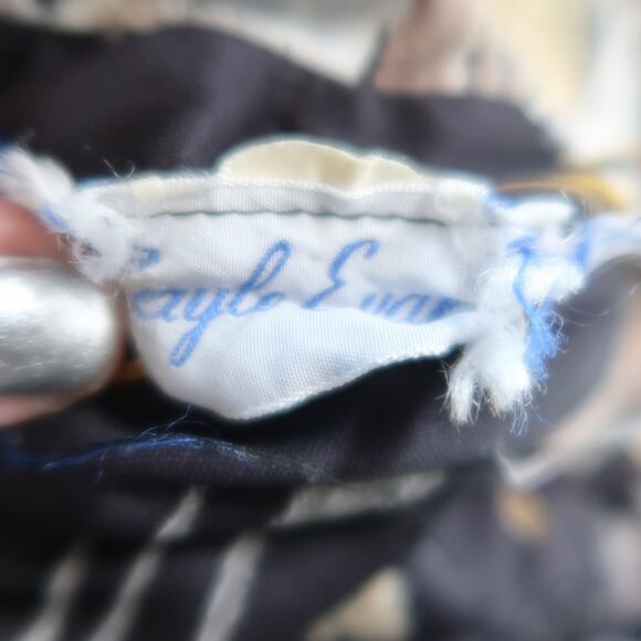 Vintage 70s Gayle Evans black and brown abstract print midi dress XL - Picture 5 of 5